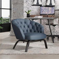 Fauteuil de salon moderne en cuir marron chaise Chesterfield de salon durable pour les loisirs