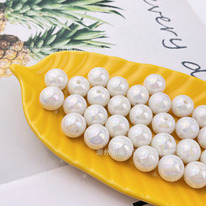 Cuentas acrílicas iridiscentes de perla blanca de 16 mm, pulidas y redondas, para accesorios de bolsos DIY - Product Image 3