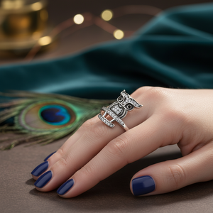 Anillo ajustable con diseño de búho, joyería fina turca hecha a mano al por mayor, joyería de plata de ley 925 de estilo moderno para mujer - Product Image 3