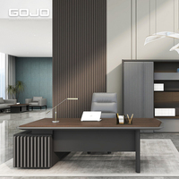 Table de patron moderne, élégante et luxueuse en bois en forme de L, durable, de haute qualité, pour PDG, mobilier de bureau élégant