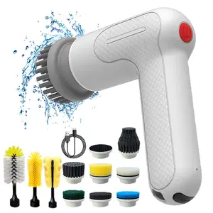 Electric Spin Scrubber Portable Electric Cleaning Brush Rechargeable Cleaner with 11 Replaceable Brush Heads for Floor Bathtub