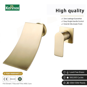 Grifo de lavabo oculto de latón para baño, grifo de cascada de pared con una sola manija - Product Image 1