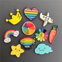 Regenboogwolk Hart Souvenir Acryl Koelkastmagneten Op Maat Magnetische Sticker Art Deco Design