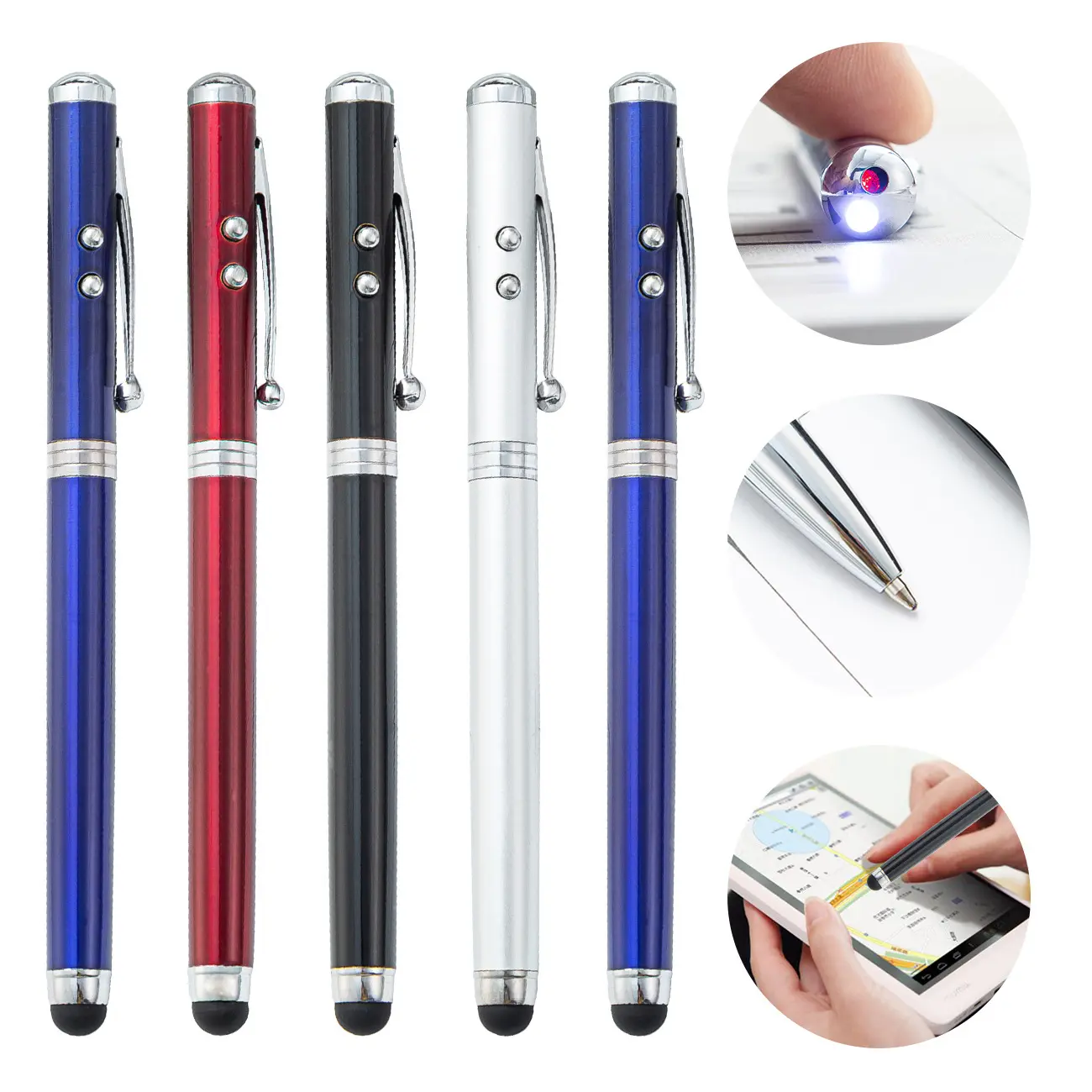 Led light pen 4in1 promotion with Logo Print for gift pen light and popular touch pen light led