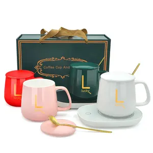 Precio de fábrica Taza de cerámica Almohadilla térmica Control de temperatura Taza de café inteligente Calentador de taza con caja de regalo Taza con logotipo personalizado