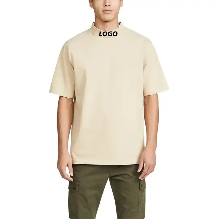 T-Shirt a collo alto 95% cotone 5% elastan di alta qualità T-Shirt Basic Blank Black Plain Tshirt Stretch Muscle Slim Fit T-Shirt da uomo
