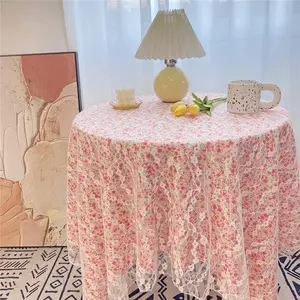Wholesale lace floral tablecloth flannel fabric home decoration simle design printed table cloth