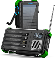 Batterie externe solaire 20 000 mAh FM/AM avec manivelle, radio météo NOAA, alarme SOS d'urgence pour l'extérieur, chargeur rapide et lampe torche LED
