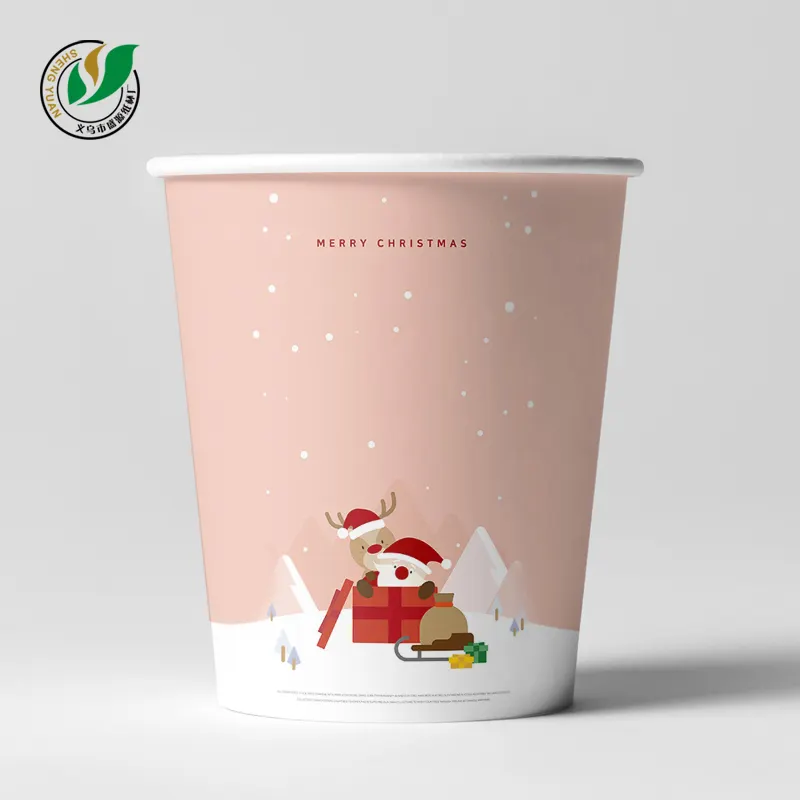 Christmas collection 8-ounce paper cups, biodegradable paper cups for coffee 8oz small paper soup cups disposable