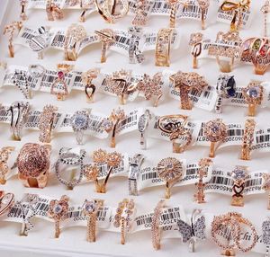 New Crystal Colored Zircon Rings for Women Fashion Rose Gold Plated Durable Bulk Promotional Jewelry Accessories - Product Image 1