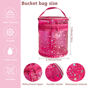 Borsa per il Trucco Personalizzata Red Star, Impermeabile, Portatile, Grande Capacità, con Cerniera, Astuccio Cosmetico in PVC per Viaggi e Influencer - Product Image 2