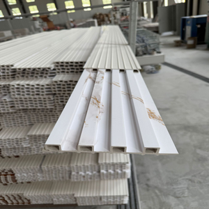 Panneau mural décoratif cannelé en WPC, revêtement mural domestique en PVC imitation bois, <span class=keywords><strong>lambris</strong></span> WPC texture bois pour salon - Product Image 4