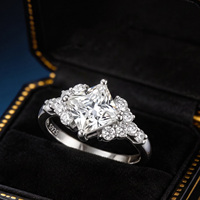 Bague scintillante en argent S925 avec moissanite D, style Princesse, Niche, Haut de gamme, Tendance, Bijou de fiançailles, Cadeau