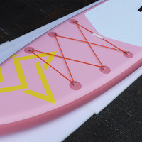 Planche de SUP gonflable 12,5'x31"x6" rose en PVC/Drop Stitch avec pont antidérapant pour usage en mer, comprend pagaie/pompe/laisse/palmes