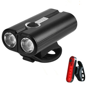 Faro doble LED para bicicleta con luz trasera, recargable por USB, resistente al agua IPX4, para ciclismo nocturno, luz exterior para bicicleta de montaña - Product Image 1