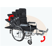 Fauteuil roulant de voyage léger et portable pour personnes handicapées, fauteuil roulant manuel pliable fonctionnel avec dossier inclinable