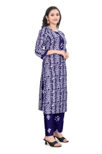 Direct manufacturer kiran nexus navy blue printed kurta and pant <b>set</b> eco friendly wholesale sizes s to 3xl - Product Image 4