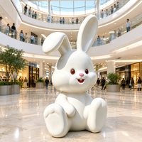 Sculpture en résine et fibre de verre de lapin mignon de dessin animé, décoration de jardin extérieure personnalisée, pour zone touristique, rue commerciale et parc.