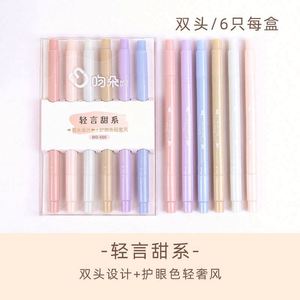 Wholesale OEM Custom Cute Highlighter Cheap Morandi Colors Pastel <b>Multicolor</b> Marker Multi Colored <b>Pen</b> Set Oblique Brush Tip - Product Image 3