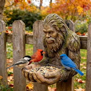 Comedero para Pájaros de Resina Bigfoot, Estación Decorativa Colgante para Árbol, para Jardín y Patio, Escultura Artística para Jardín - Product Image 4