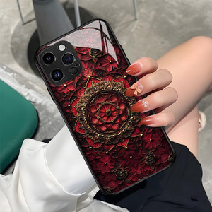 Cover per Telefono in Vetro Temperato Stile Cortese con Motivi Floreali per iPhone 17, Custodia Retrò in TPU per iPhone 16 15 14 13 12 11 Pro Max - Product Image 4