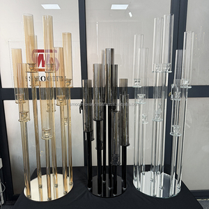 Candelabro de cristal de 3 colores suave, centro de mesa de boda, candelabro de cristal para eventos, centro de mesa para decoración de boda - Product Image 4