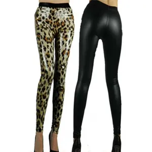 Plus Size XXXL Women Black Leggings Sexy High Waist Elastic Pu