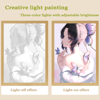 Caja de Luz LED con Diseño de Anime, Caja de Luz LED Holográfica, Marco de Fotos LED, Luces Decorativas para Habitación, Decoración del Hogar, Marco de Acrílico y Madera