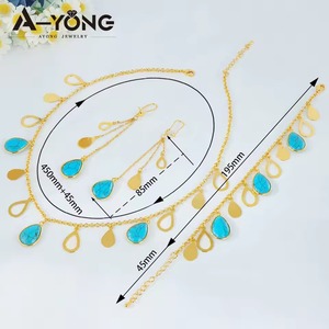 Parure de bijoux pour femme plaqué or 21 carats avec pendentif goutte d'eau et pompon, idéale pour mariage et soirée – Nouveauté tendance - Product Image 5