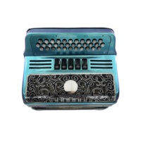 SEASOUND Professional 12 Bass 5 Registers Green Chameleon Accordion Black Silver Grill Silver Buttons 34 Button JB3412D Wood