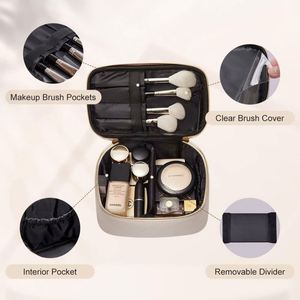 Bolsa de Cosméticos Portátil de Cuero PU Liso con Cierre, Material Impermeable, Asa de Transporte, Bolsa de Maquillaje Profesional, Venta al Por Mayor - Product Image 6