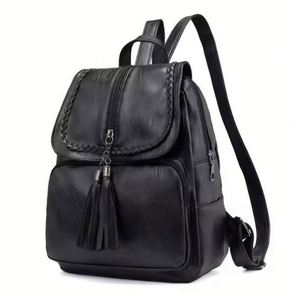 Wholesale New <b>Cheap</b> PU Fashion College <b>Backpack</b> Tassel Zipper Closure Waterproof Arcuate Shoulder Strap Nylon Lining Women - Product Image 1