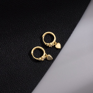<strong>Fashion</strong> <strong>Jewelry</strong> 925 Sterling <strong>Silver</strong> Heart Cross Star Moon Bead Ball Round Disc Eggplant Chili Zircon Gold Plated Hoop Earrings - Product Image 2