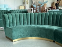 Banquette de restaurant semi-circulaire en velours vert sur mesure, canapé commercial pour café, bar, hôtel, salon