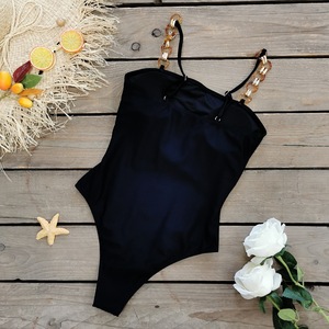 Maillot de bain une pièce Vintage, couleur unie, noir, Sexy, pour femmes, vêtements de plage, nouvelle collection, été, 2023 - Product Image 6