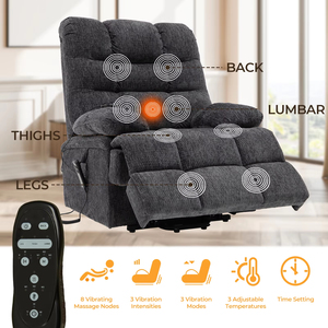 Meilleure qualité Big Man Power Lay Flat Lift Recliner Extra Large massage par la chaleur surdimensionné Chaises électriques rembourrées à double moteur - Product Image 3