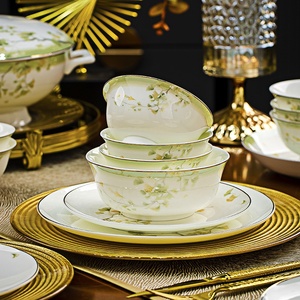 Service de vaisselle en porcelaine fine de Jingdezhen pour la maison, assiettes de dîner pour hôtel, combinaison de plats de bien-être, cadeau en gros - Product Image 3