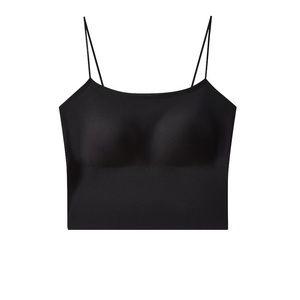 Breathable Solid Color Crop <strong>Cami</strong> <strong>Top</strong> for Women Non Slip Padded <strong>Built</strong> <strong>in</strong> <strong>Bra</strong> Tank <strong>Top</strong> All <strong>in</strong> One <strong>Bra</strong> Camisole - Product Image 2