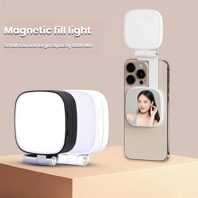 Portable Fill Light Clip with Mirror Selfie Ring Fill Light Magnetic Ring Selfie Lights Suitable for Magsafe IPhone