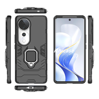 Lichicase support de voiture béquille magnétique anneau en métal couverture arrière Mobile pour vivo Y03 V40 S19 Pro armure étui rigide