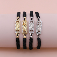 Bracelet artisanal San Judas Tadeo plaqué or 18 carats, amulette religieuse Saint Jude Thaddeus pour la protection et la chance, bijoux en gros