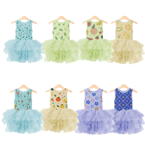 Hongbo abito da festa floreale personalizzabile per bambini dai 4 ai 5 anni gonna da bambina in Tulle colorato e abbigliamento in <span class=keywords><strong>maglia</strong></span> infantile - Product Image 1