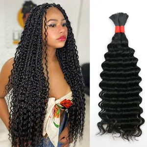 Deep Wave Remy Human Hair Brazilian Silk Bulk Hair For Braiding Natural wave Hair Extensions No weft Crochet Braids #27 #bug #4