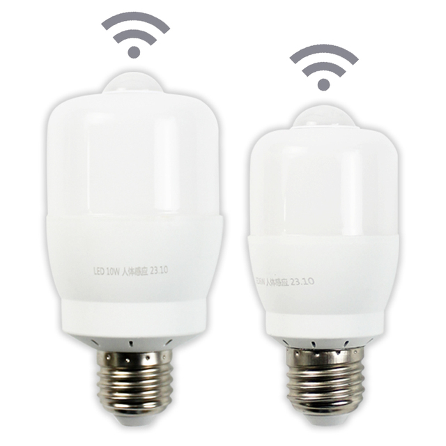 AC220V High Brightness 6W & 10W E27 Screw Human Body Induction LED Bulb Infrared PIR Motion Sensor Bulb for Corridor Lighting