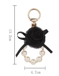 <span class=keywords><strong>New</strong></span> Satin Lụa Hoa Hồng Hoa Ngọc Trai Hạt Xe Keychain Ngọc Trai Dây Đeo Điện Thoại Quyến Rũ Băng Hoa Móc Chìa Khóa Túi Mặt Dây Chuyền Mini Quà Tặng - Product Image 3