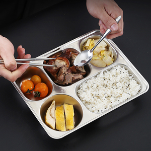Yurtrain - Juego de Platos para Almuerzo Estilo Coreano de Acero Inoxidable 316 Pulido, Duradero, de Grado Alimenticio, con 4/5/6 Compartimentos, y Caja para Comida Rápida para la Escuela - Product Image 5