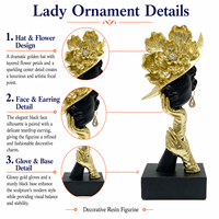 Figurine de personnage moderne de luxe léger, motif fleur dorée, peinte à la main, artisanat artistique MiYue en résine pour salon, bureau ou salle d'étude