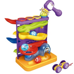 Nouveaux articles Jouet de suivi de bille pour bébé pingouin, jouet à billes qui bat, montagnes russes, toboggan, circuit de billes, <span class=keywords><strong>rampe</strong></span> de course, ensemble de piste de course avec marteau - Product Image 1