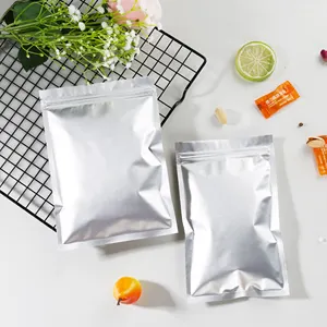 Plastikfolie beutel Silber Wieder versch ließbarer Reiß verschluss Schloss Trocken frucht Snack Lebensmittel verpackung Lagerung Stand Up Bag