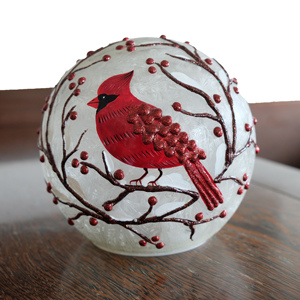 <span class=keywords><strong>Venta</strong></span> caliente 5.91 PULGADAS Esfera de vidrio de pájaro pintada a mano sin luces de cobre para la decoración del hogar - Product Image 3